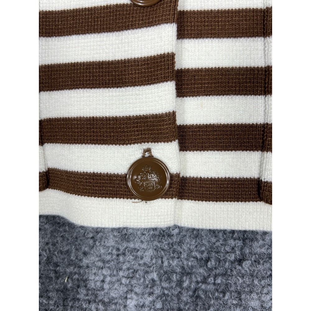 Aritzia Babaton Notable Cardigan XS Brown White Striped Cropped NWT - Picture 10 of 15